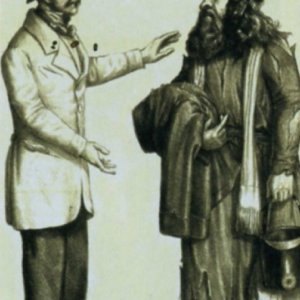 Nemzetőrségbe jelentkező zsidó, korabeli gúnyrajz
